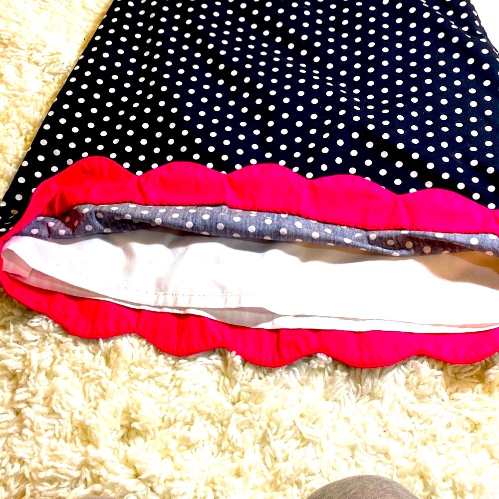 SAM TY BLACK & WHITE BARBIECORE POLKA DOT SKIRT PINK Peak a boo Hem Size…